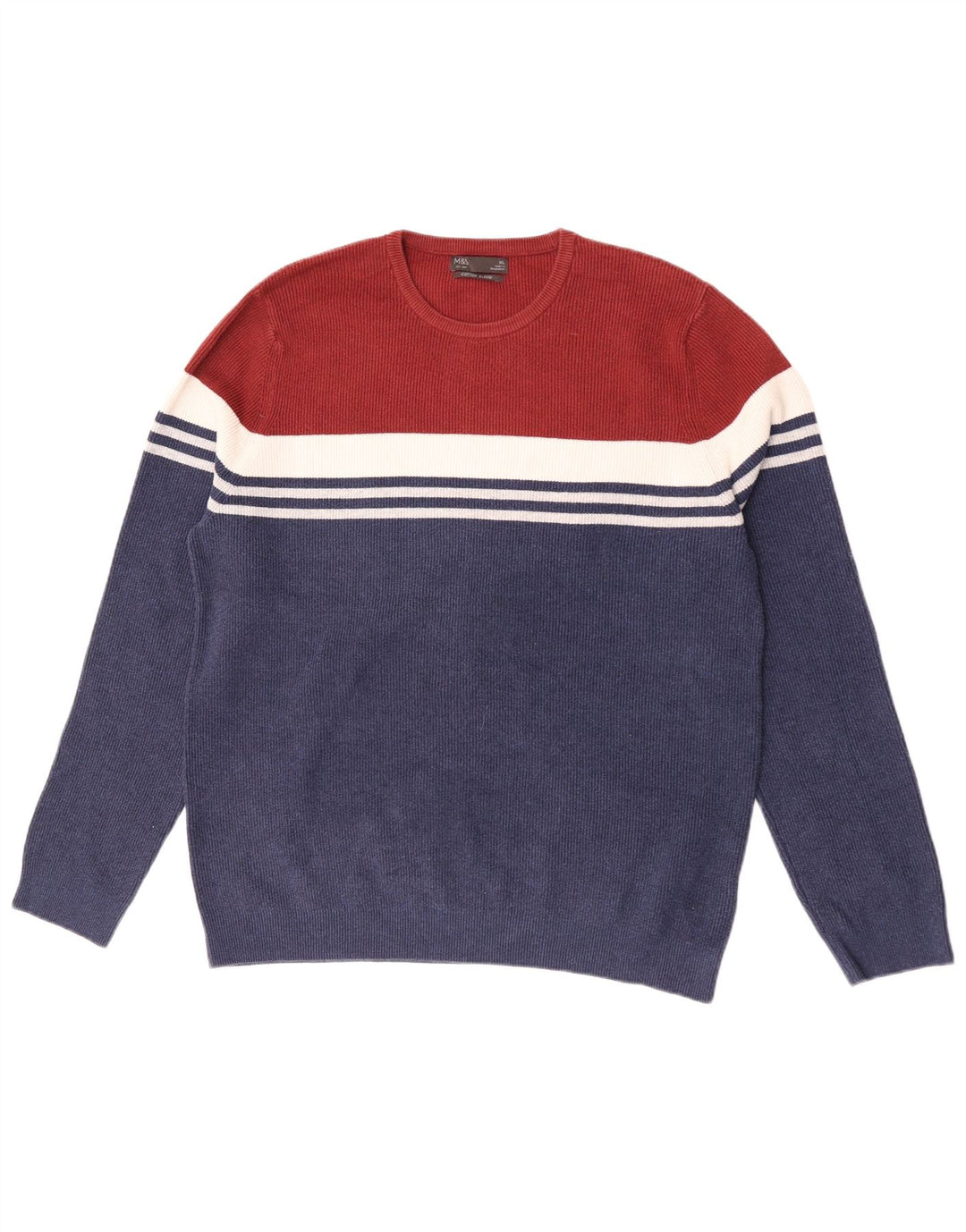 Marks & Spencer Jersey de cuello redondo para hombre XL Azul marino Colorblock
