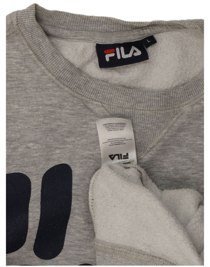 Fila Sudadera Gráfica Para Hombre Jersey Grande De Algodón Moteado Gris