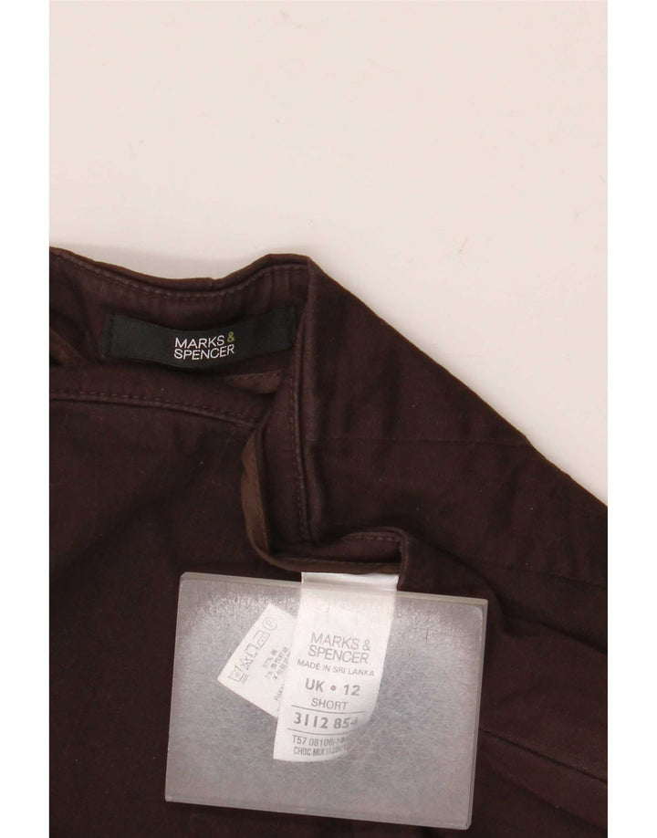 Marks & Spencer Pantalones Capri Rectos para Mujer UK 12 Medium W30 L22 Marrón