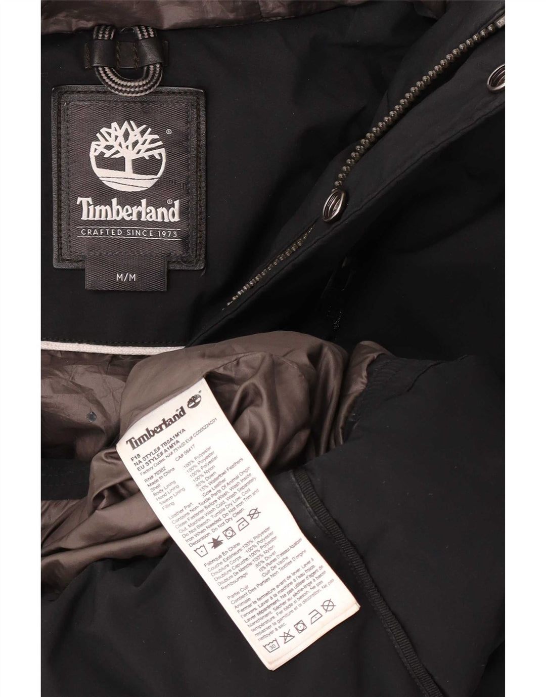 Timberland Chaqueta acolchada con capucha para hombre UK 38 Mediana Negro Poliéster