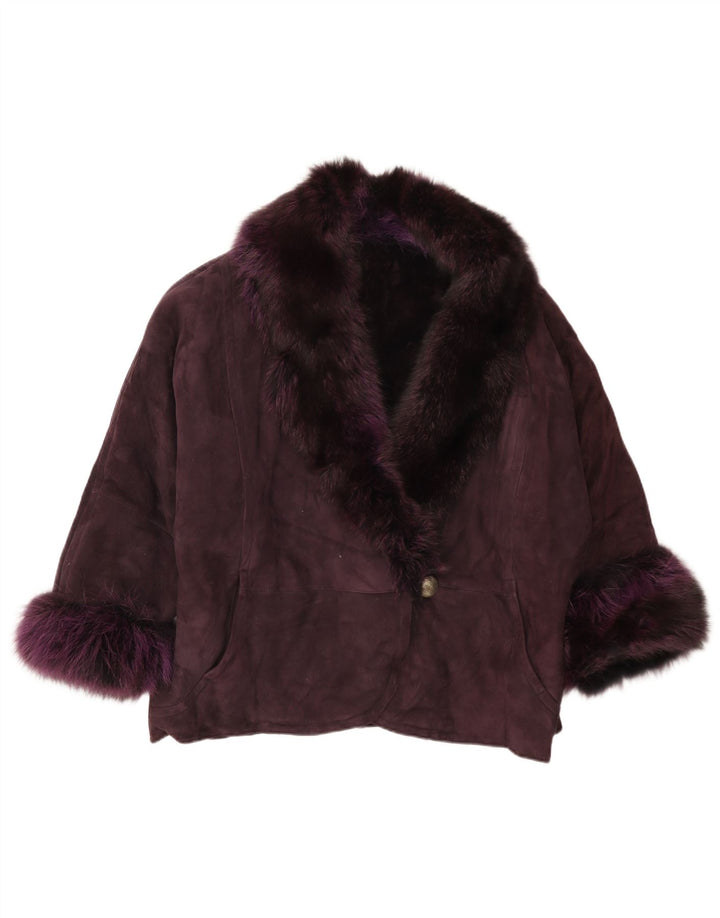 Vintage mujer 3/4 manga chaqueta de gran tamaño IT 42 Púrpura Medio