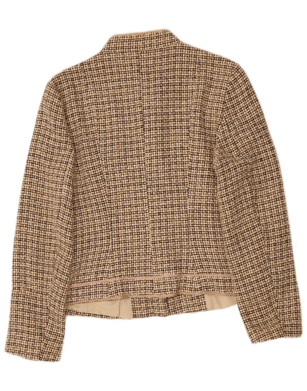 Zara Chaqueta Blazer Mujer EU 42 Grande Beige Cuadros Acrílico