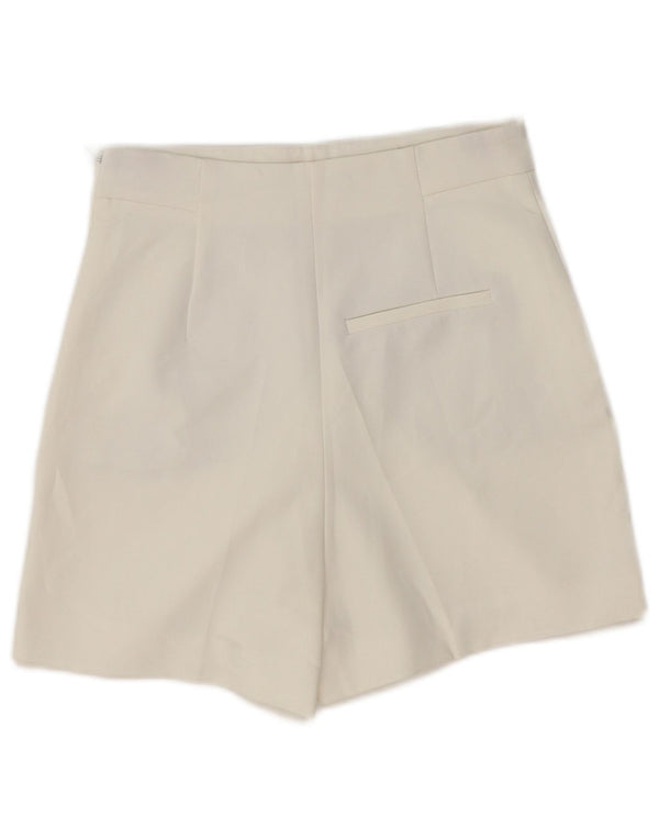 Zara Mujer Pantalones Cortos Chinos De Cintura Alta XS W24 Blanco