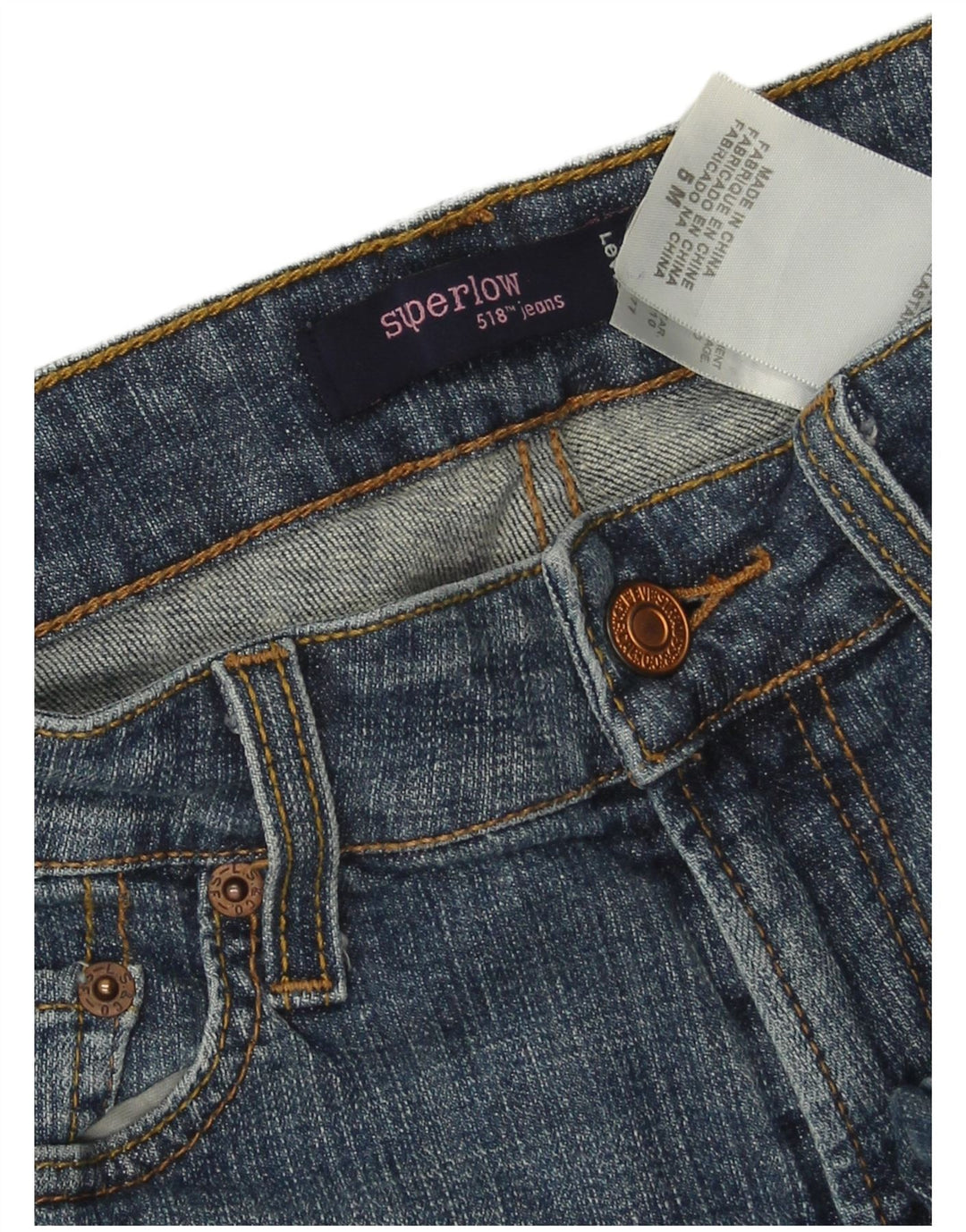 LEVI'S Jeans 518 Super Low Bootcut para mujer US 5 Medium W28 L31 Algodón azul