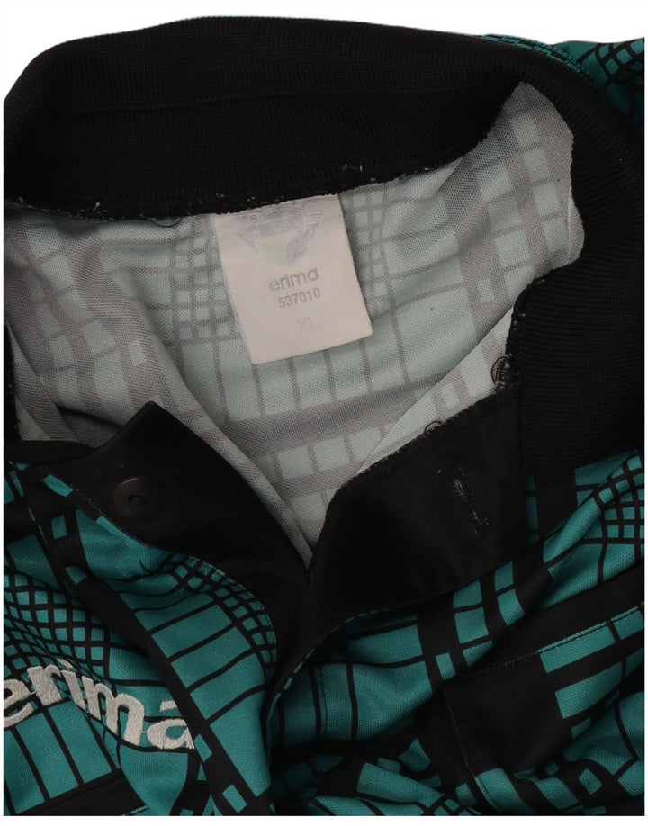 Erima Polo de manga larga para hombre XL Poliéster a cuadros verdes