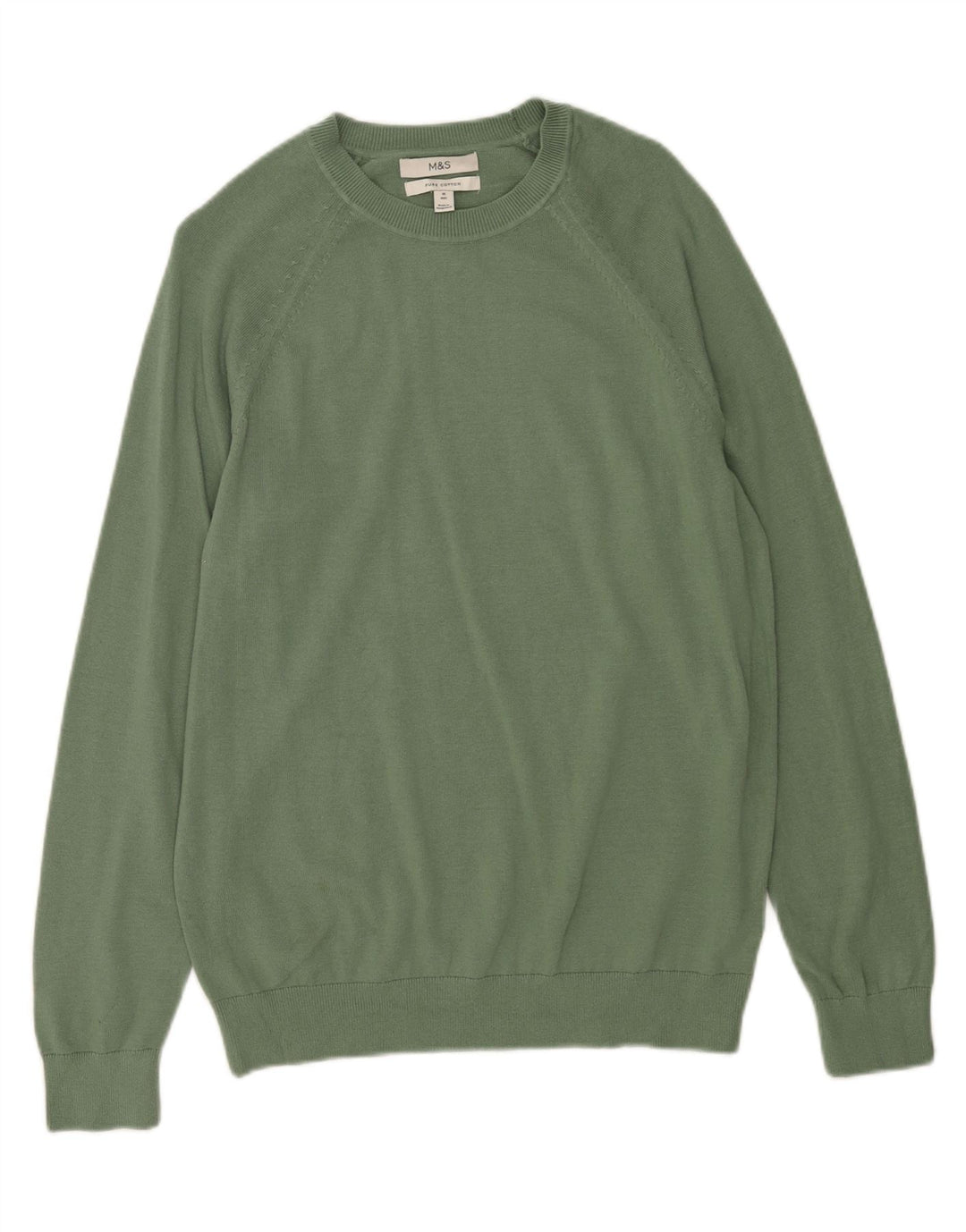 Marks & Spencer Jersey de cuello redondo para hombre de algodón verde medio