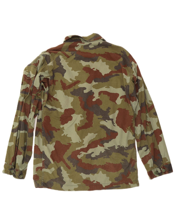 VINTAGE Camisa militar para hombre Camuflaje caqui medio