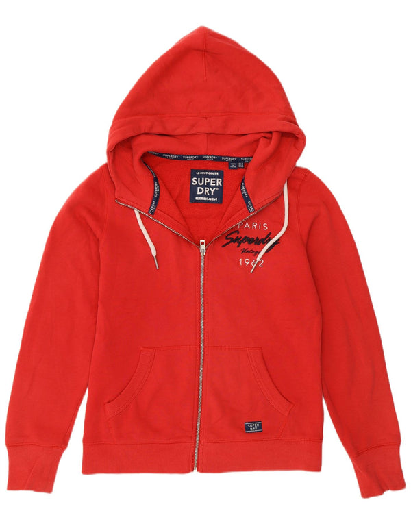 Superdry Suéter con capucha y cremallera gráfica para mujer Reino Unido 44 Grande Algodón rojo