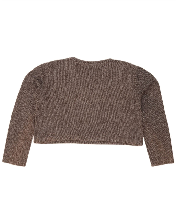 Zara Mujer Crop Top Manga Larga UK 44 Algodón Gris Medio