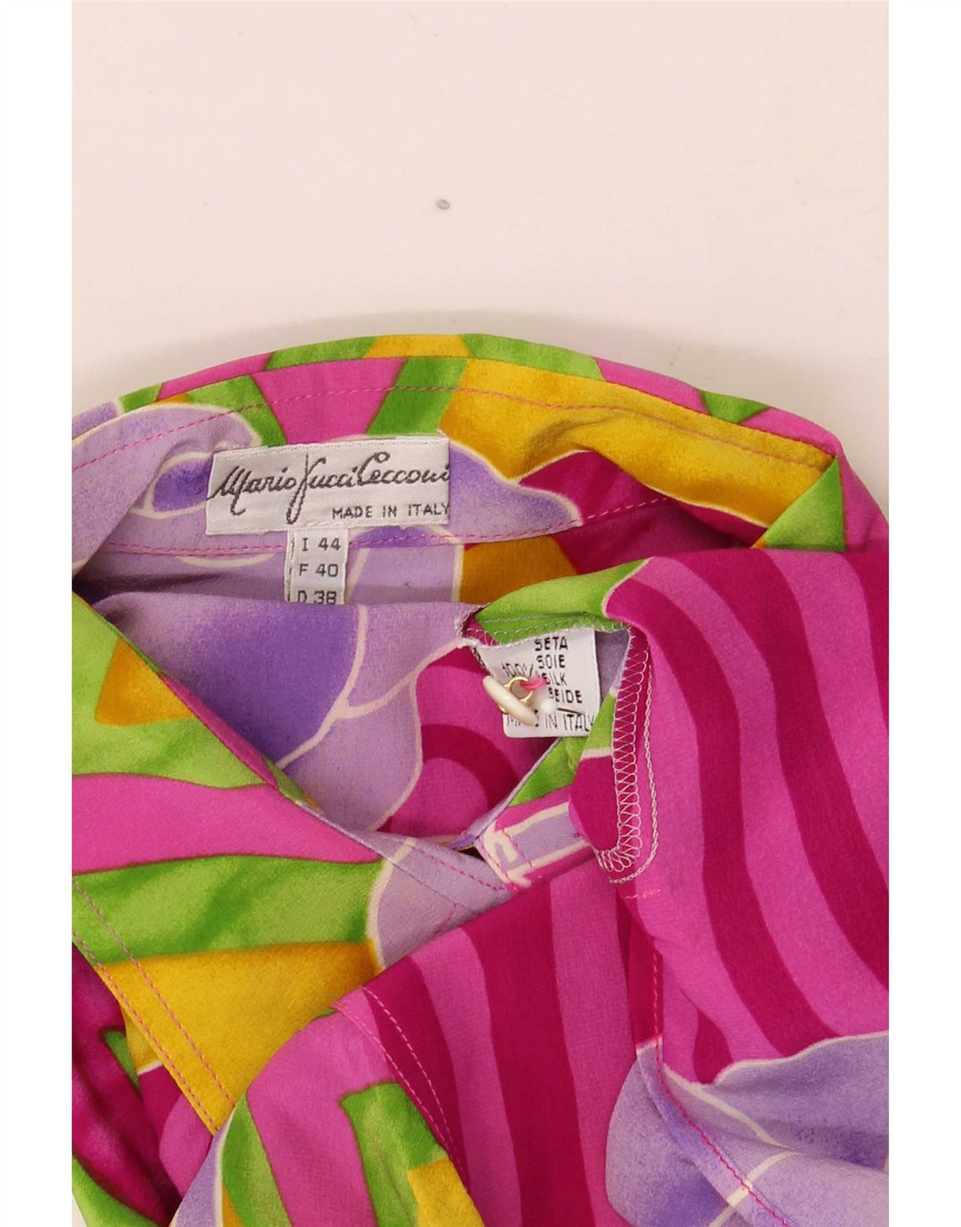 Mario Pucci Cecconi Camisa larga para mujer IT 44 Medium Multicolor Floral