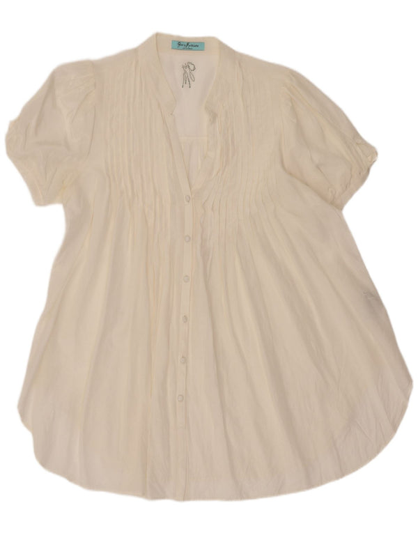 Guess By Marciano Blusa Camisera De Manga Corta Para Mujer IT 44 Medium Off White