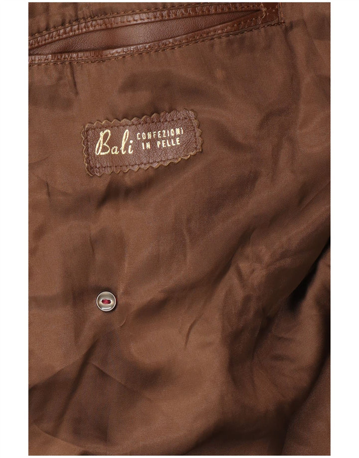 VINTAGE Abrigo de cuero para hombre Reino Unido 38 Cuero marrón medio