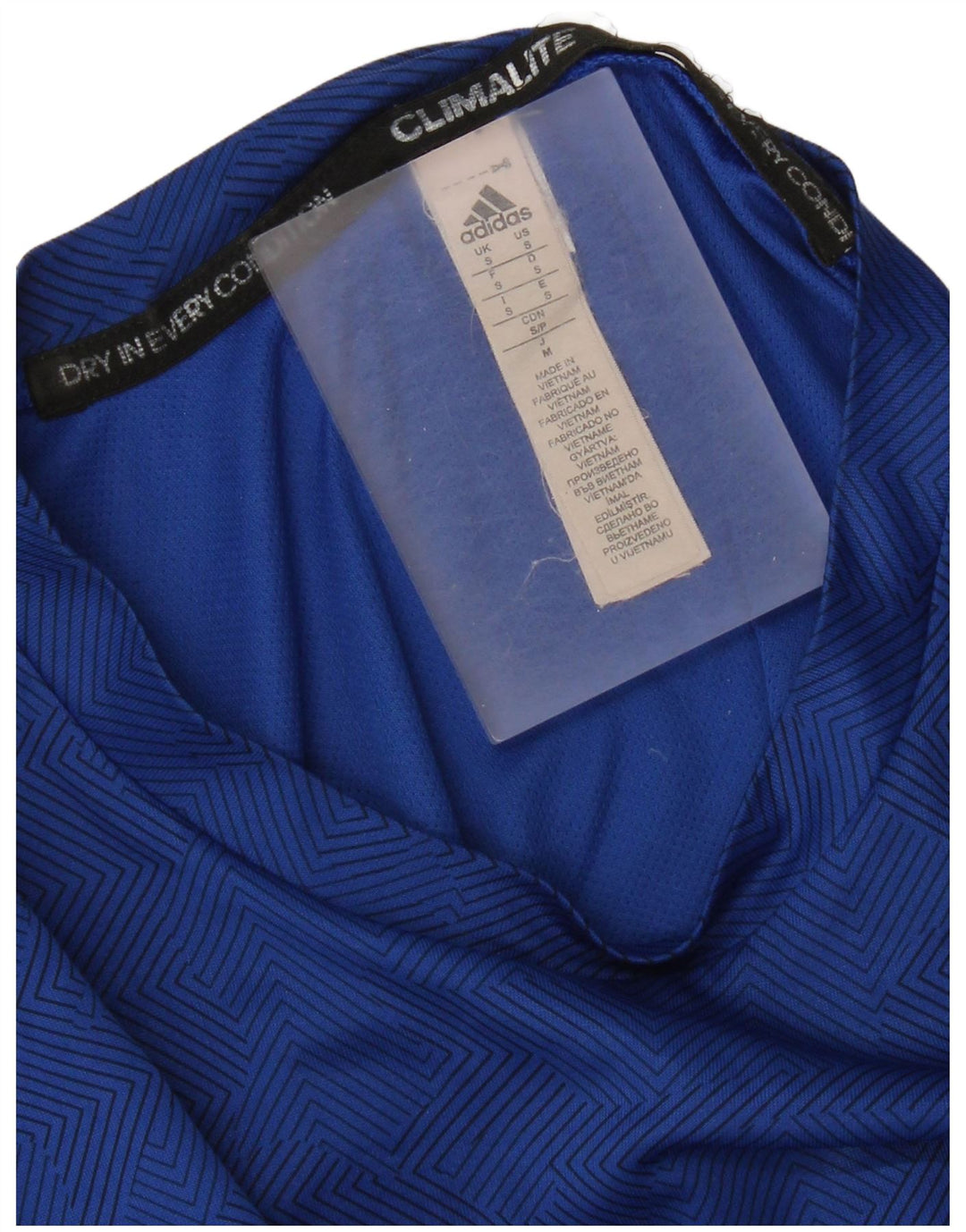 Adidas Mujer Climalite Camiseta Top Pequeño Azul Geométrico Poliéster