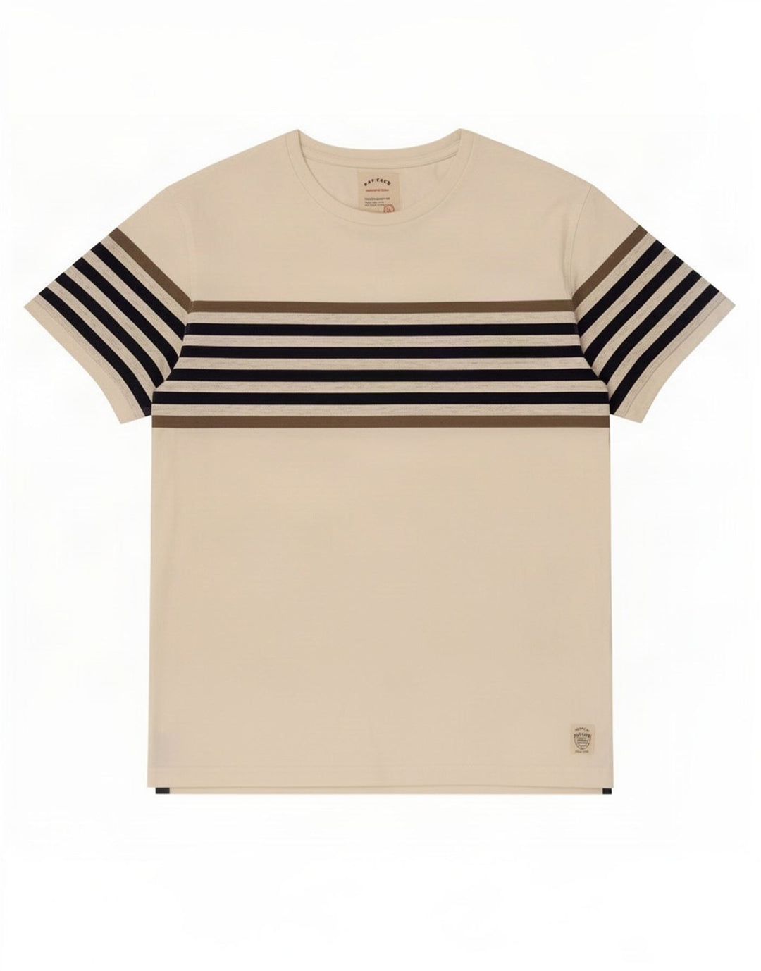 Camiseta de hombre Fat Face Top mediano de algodón a rayas blancas