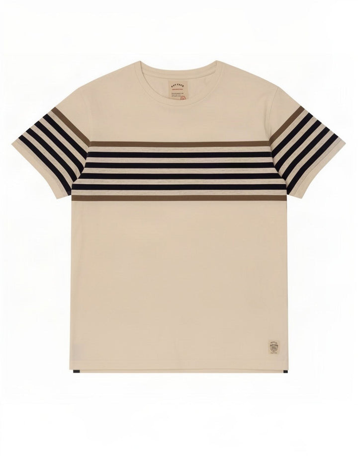 Camiseta de hombre Fat Face Top mediano de algodón a rayas blancas