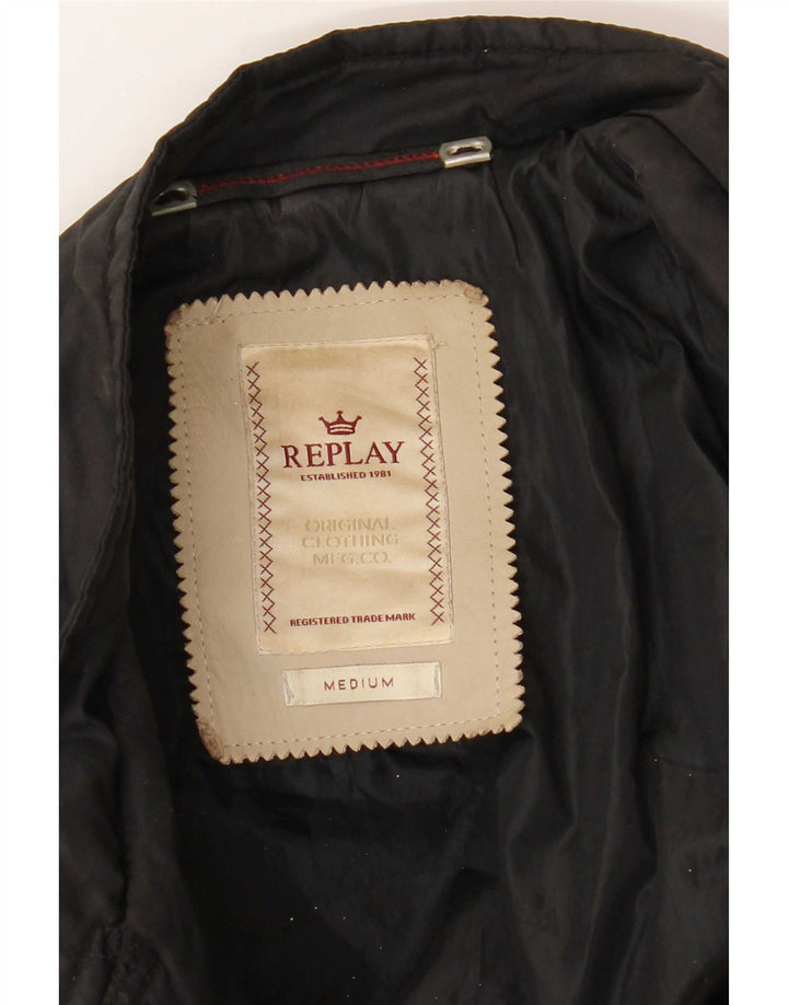 Replay - Chaqueta motera corta para mujer, talla 40, talla M, color negro