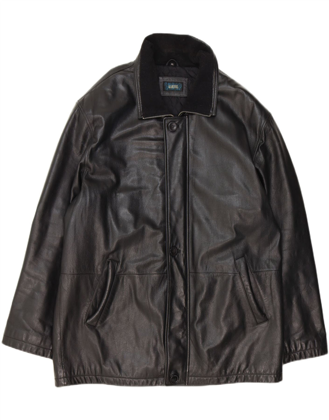 KARTEL Mens Leather Jacket UK 42 XL Black Vintage Kartel and Second-Hand Kartel from Messina Hembry 