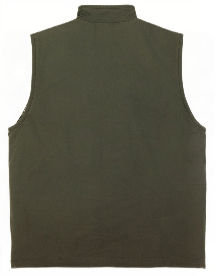 Vintage hombres utilidad Gilet Reino Unido 38 algodón caqui medio