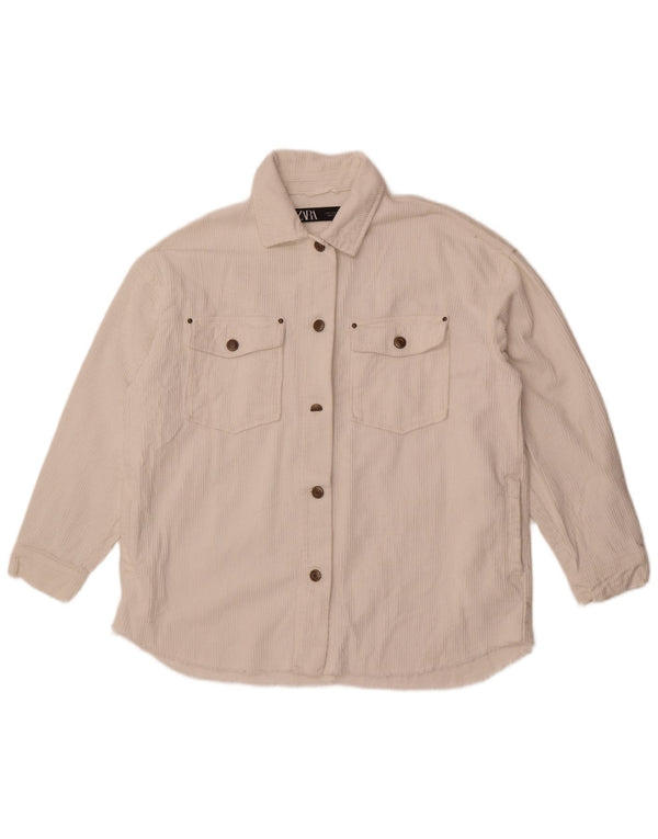 Zara Mujer Chaqueta De Pana Extragrande UK 10 Small White Cotton