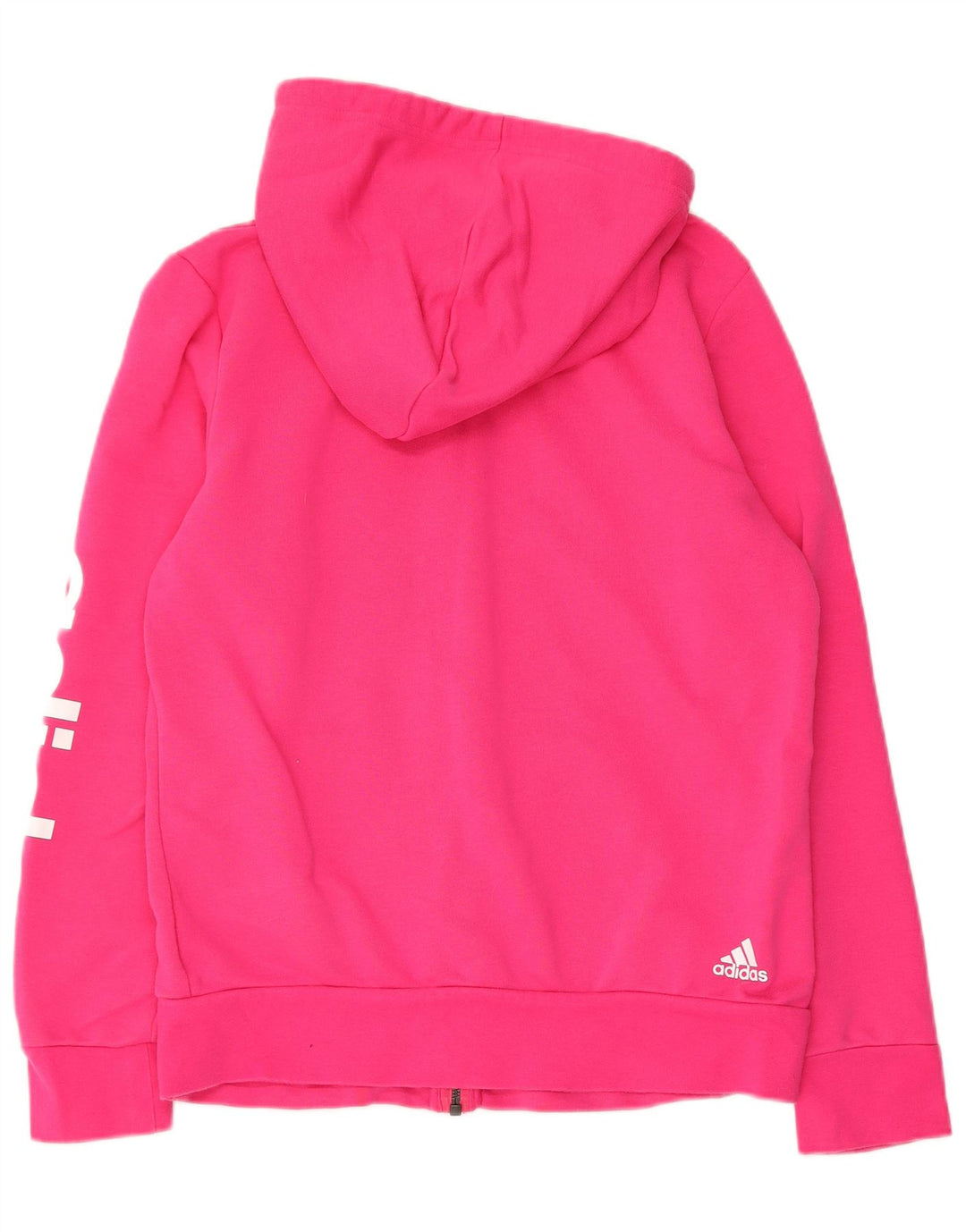 ADIDAS Sudadera con capucha y cremallera gráfica para mujer Reino Unido 16/18 Grande Algodón rosa