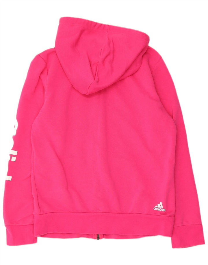 ADIDAS Sudadera con capucha y cremallera gráfica para mujer Reino Unido 16/18 Grande Algodón rosa