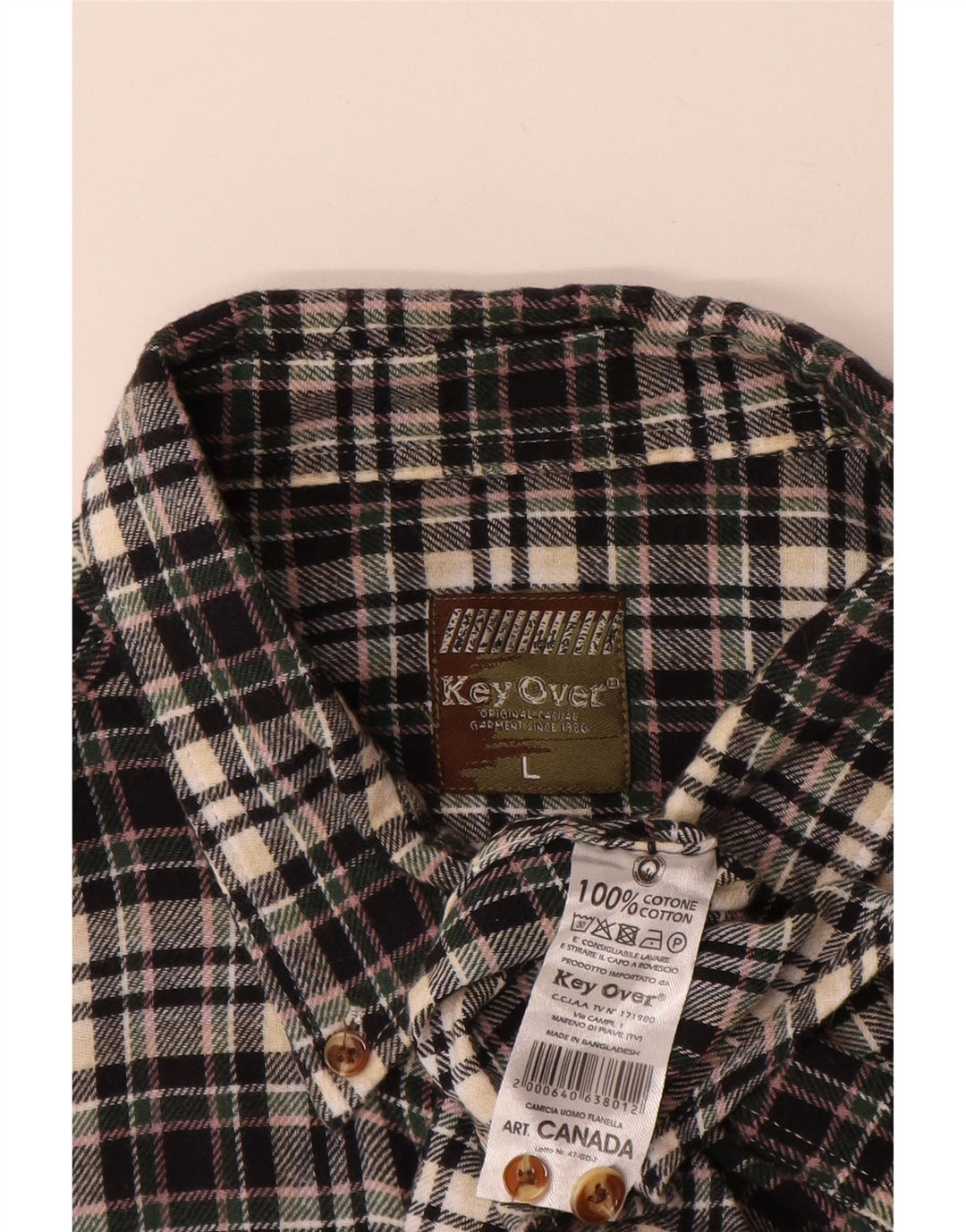 Vintage hombres franela camisa grande negro cheque algodón