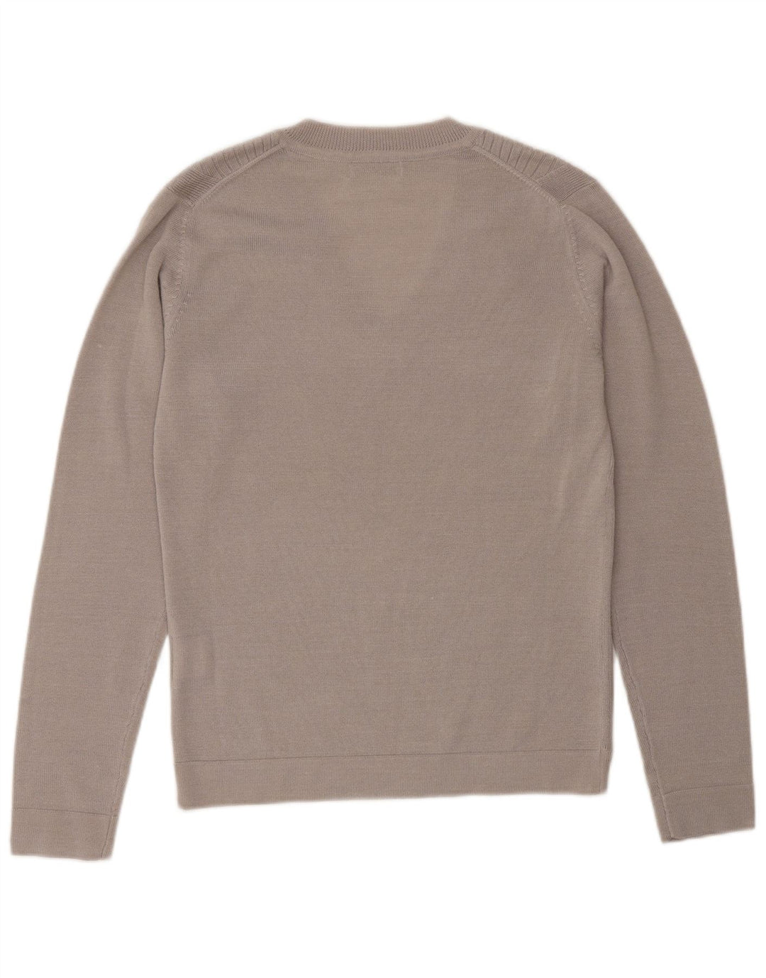 CALVIN KLEIN Suéter de golf con cuello en V para mujer UK 10 Small Beige Wool