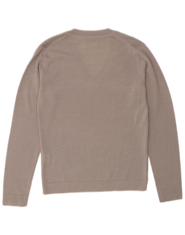 CALVIN KLEIN Suéter de golf con cuello en V para mujer UK 10 Small Beige Wool