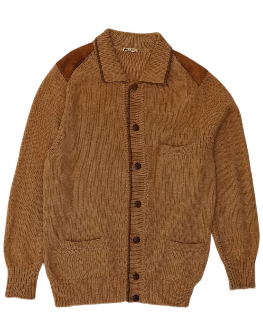 Vintage hombre Cardigan suéter IT 56 XL Marrón