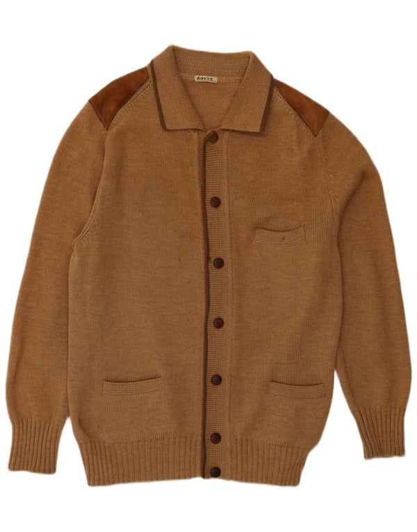 Vintage hombre Cardigan suéter IT 56 XL Marrón
