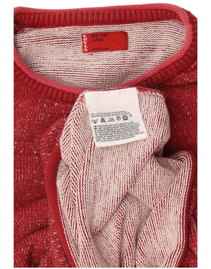Levi's Jersey con cuello redondo para hombre de algodón moteado rojo grande