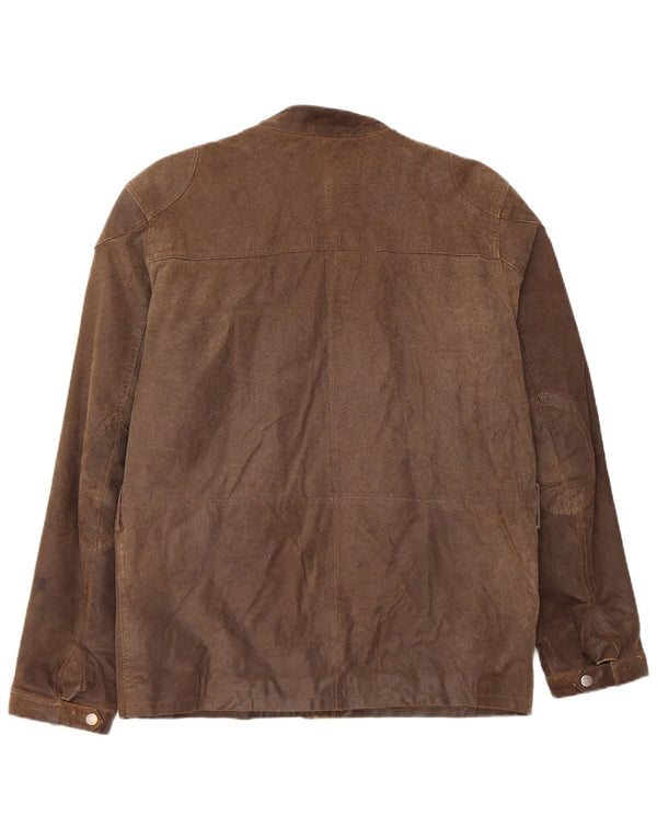 Vintage hombres motocicleta cuero chaqueta utilitaria Reino Unido 38 marrón medio