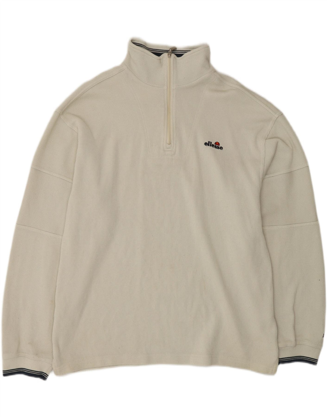 ELLESSE Hombre Cremallera Cuello Sudadera Jumper XL Gris Algodón