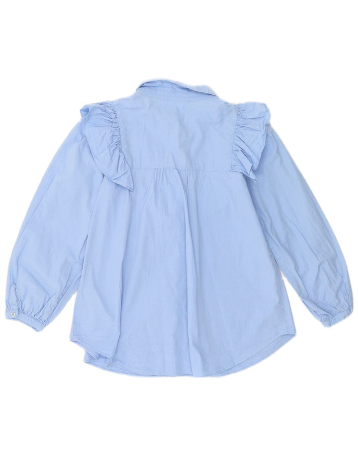 Zara Blusa Niña Volante Delantero Camisero 13-14 Años Azul