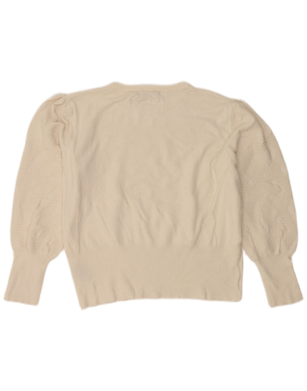 Marks & Spencer Suéter Corto con Cuello Redondo para Mujer UK 46 Large Off White