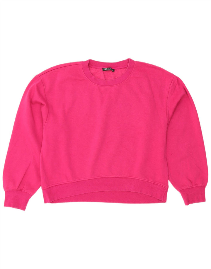 Zara Mujer Crop Sudadera Jumper UK 46 Grande Rosa