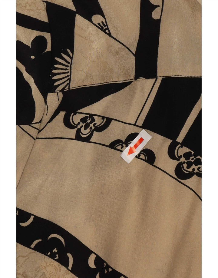 Camisa vintage de manga corta para mujer IT 52 2XL Beige Patchwork