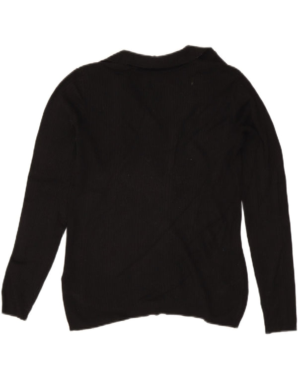 Marks & Spencer Suéter tipo jersey con cuello tipo polo para mujer UK 42 Viscosa negra mediana
