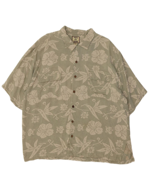 Tommy Bahama Camisa de manga corta para hombre 2XL Seda floral verde