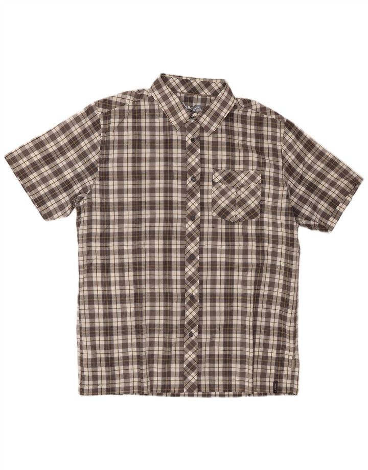 MC KINLEY Camisa de manga corta para hombre Poliéster a cuadros gris grande