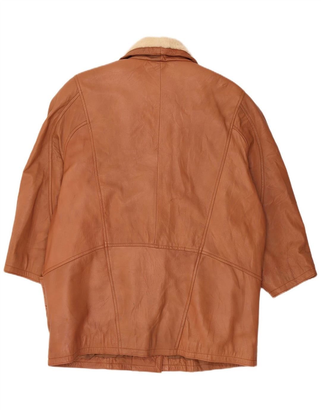 Vintage mujer chaqueta de piel de gran tamaño Reino Unido 16 marrón grande