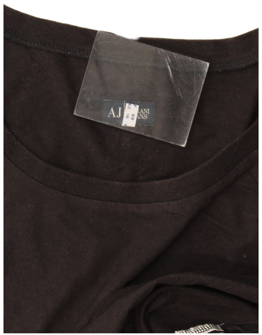 Armani Jeans Mujer Gráfico Top Manga Larga UK 40 Grande Negro