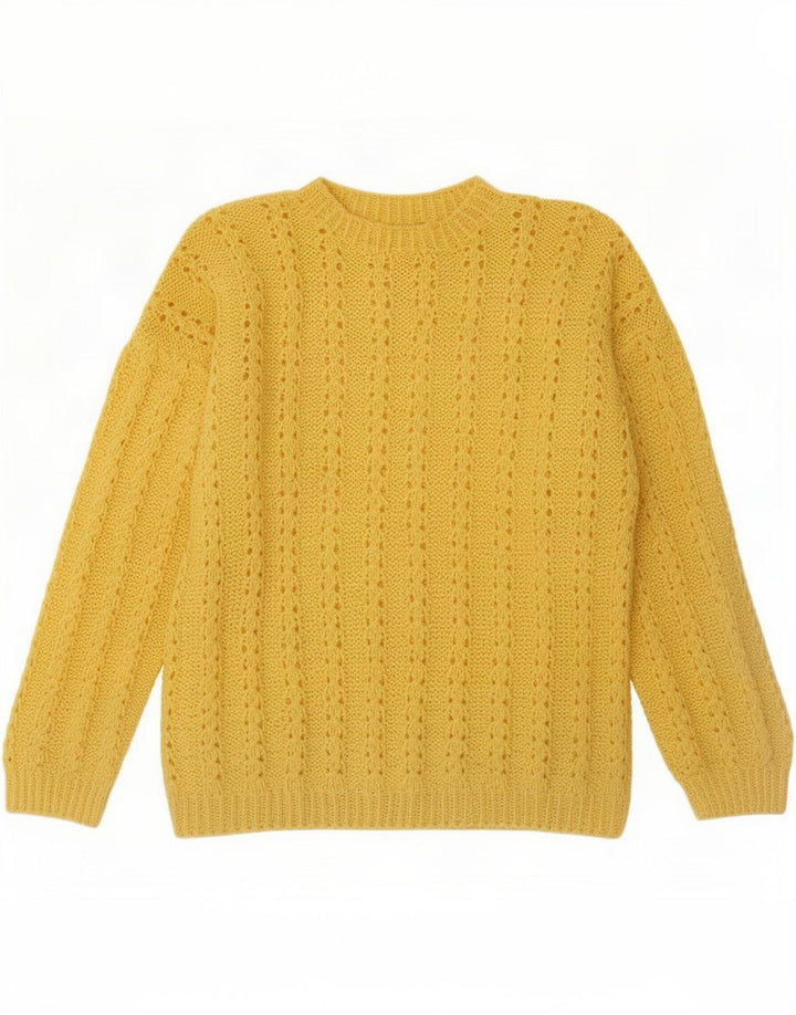 Vintage hombres tortuga cuello jumper suéter grande amarillo