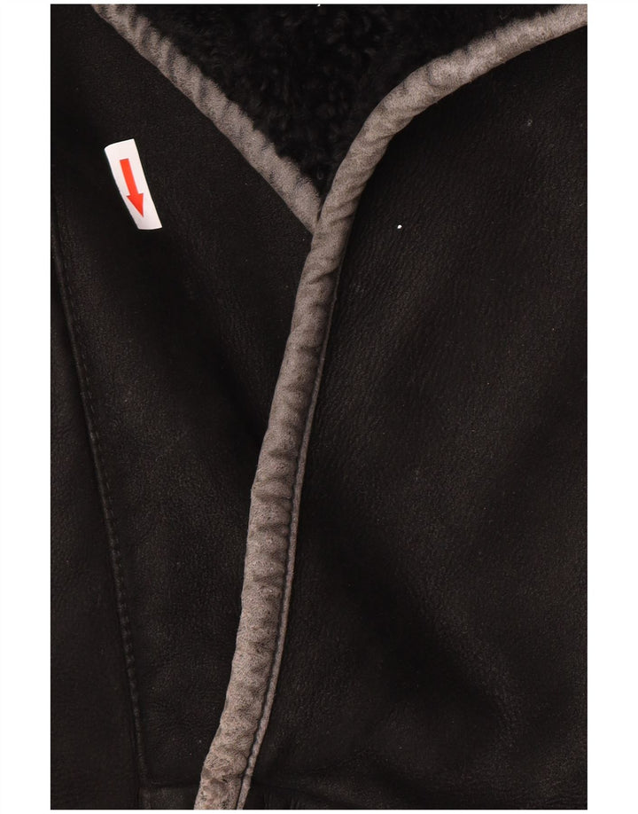 Vintage hombres shearling chaqueta IT 50 grande negro shearling