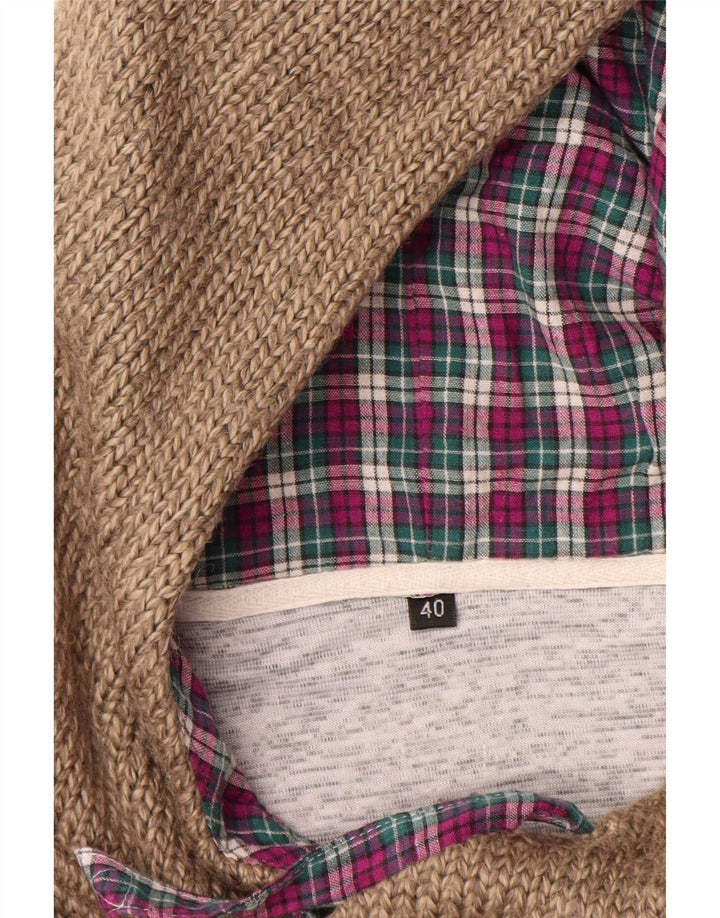 Vintage hombres con capucha jumper suéter tamaño 40 medio beige acrílico