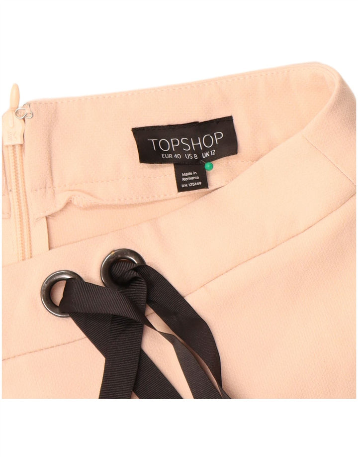 Topshop Minifalda para mujer UK 12 Medium W30 Beige Poliéster