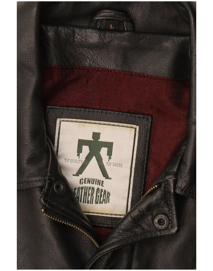 Vintage hombres chaqueta de cuero Reino Unido 40 grande negro