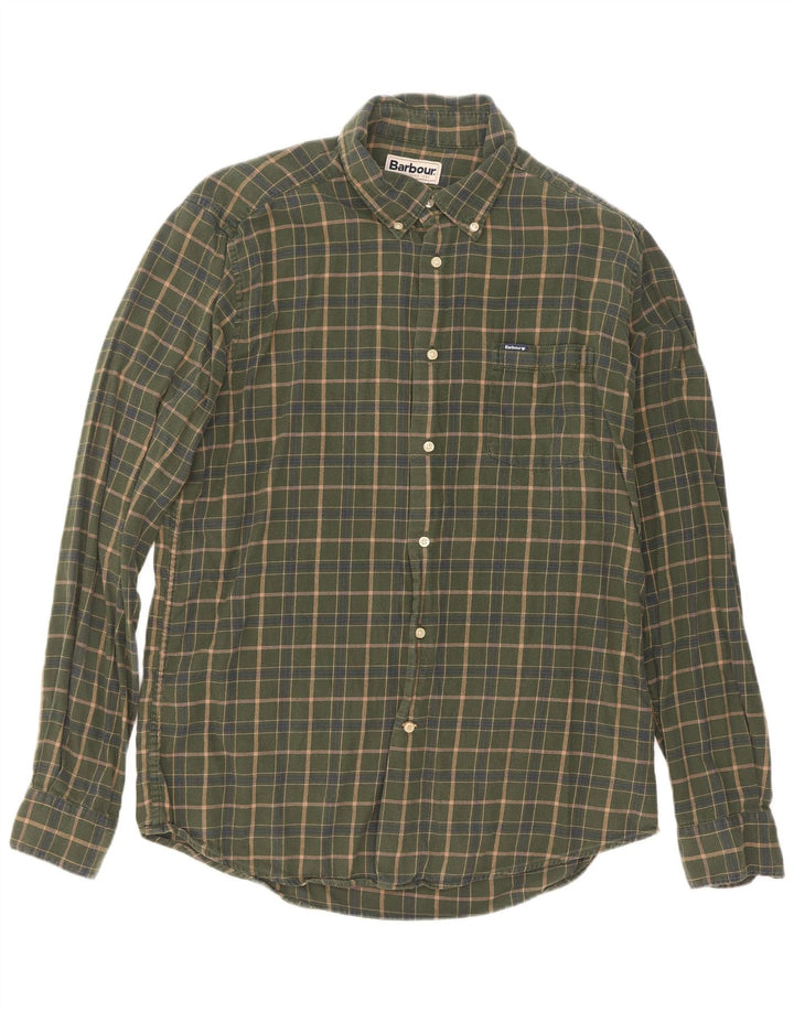 Barbour Camisa Entallada De Algodón A Cuadros Caqui Grande Para Hombre