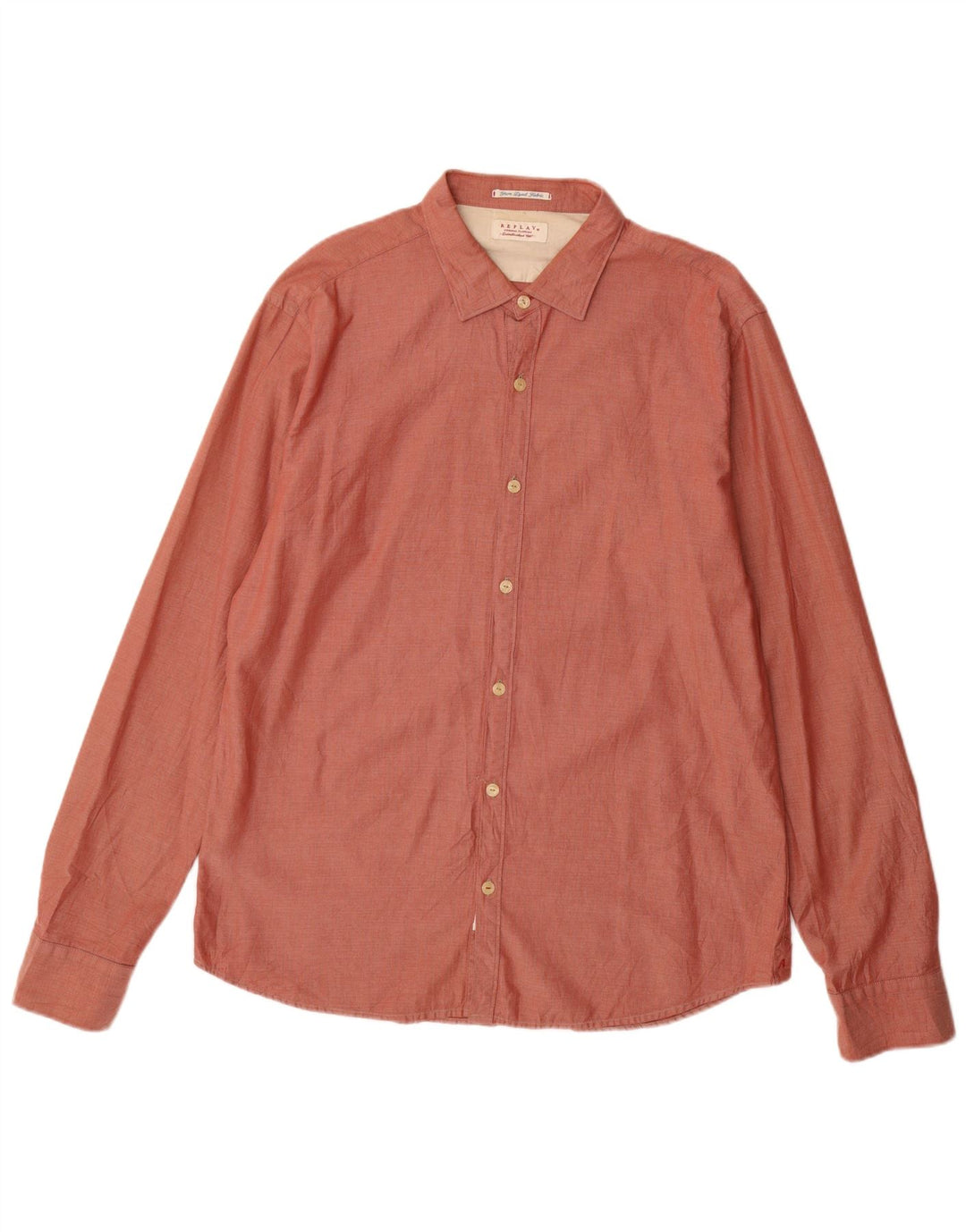 REPLAY Camisa Hombre 2XL Algodón Cuadros Rojos