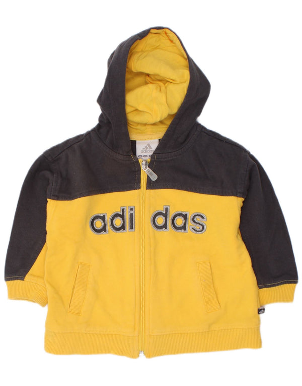 Adidas Sudadera con capucha y cremallera gráfica para bebés de 9 a 12 meses, color amarillo